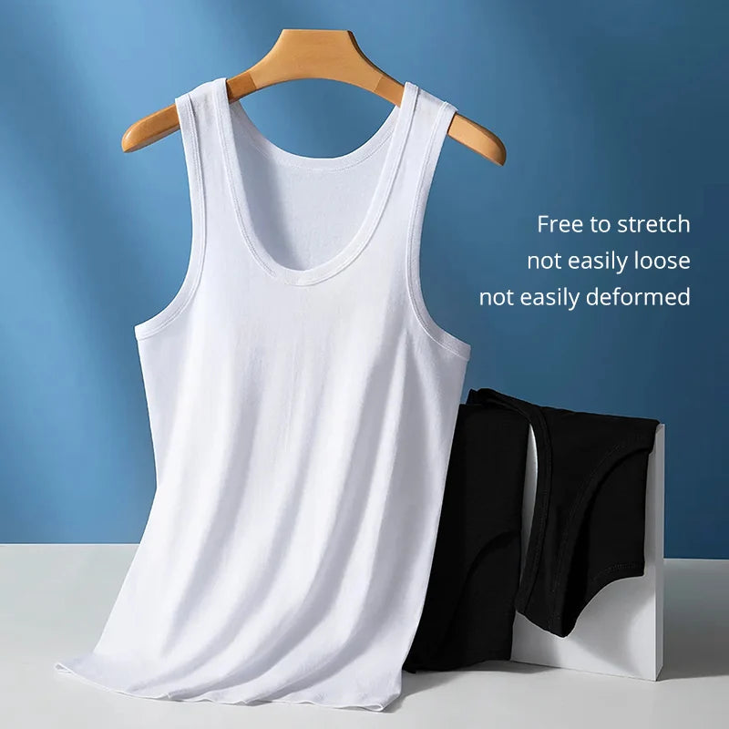 Chaleco de talla grande de Color sólido para las cuatro estaciones para hombre, Top cómodo de algodón puro para deportes juveniles y Fitness, Base para mediana edad, 1/3 piezas