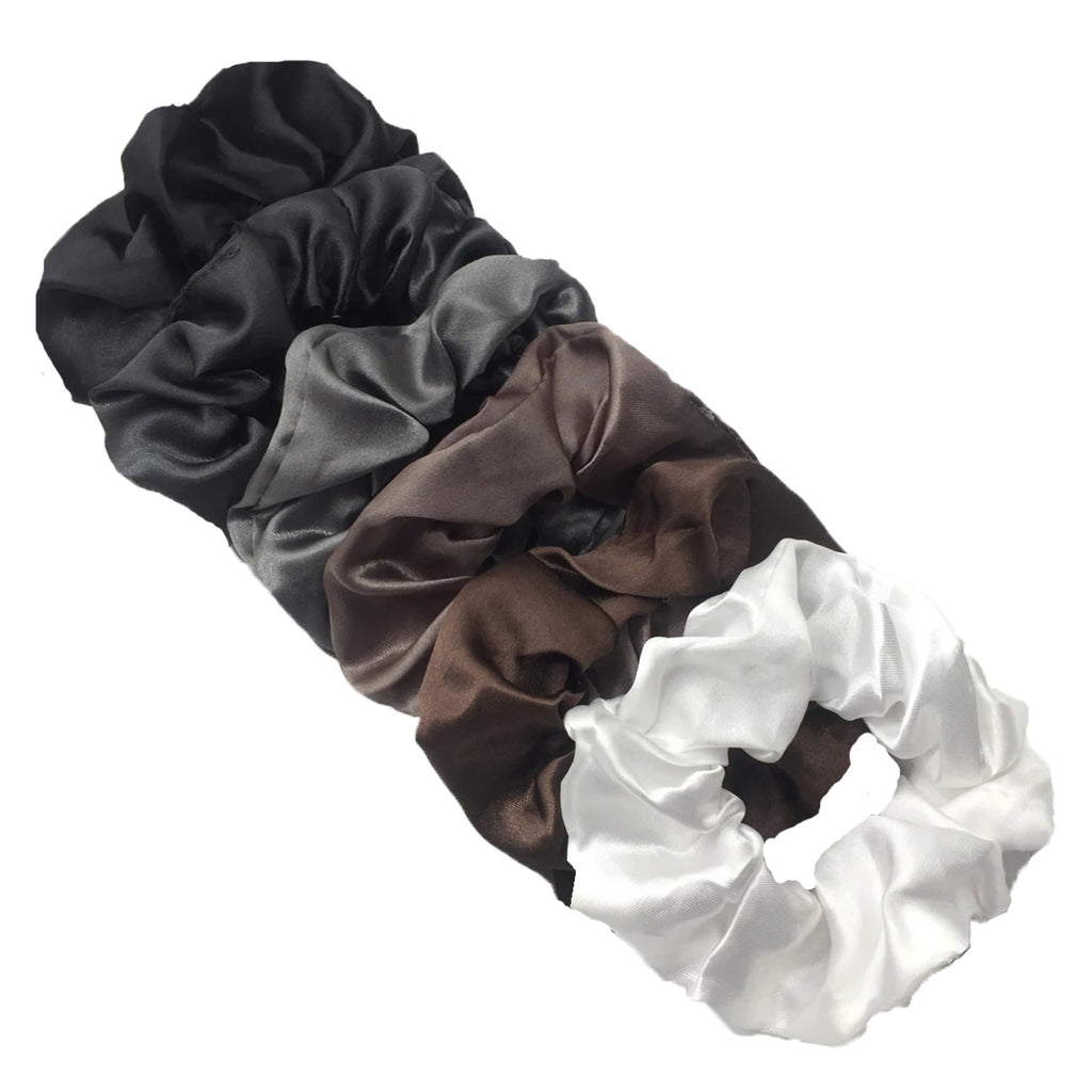 6 unids/lote, bandas para el pelo, lazos, cuerdas, soporte para cola de caballo para mujeres o niñas, accesorios, tocados de satén, Color sólido 100