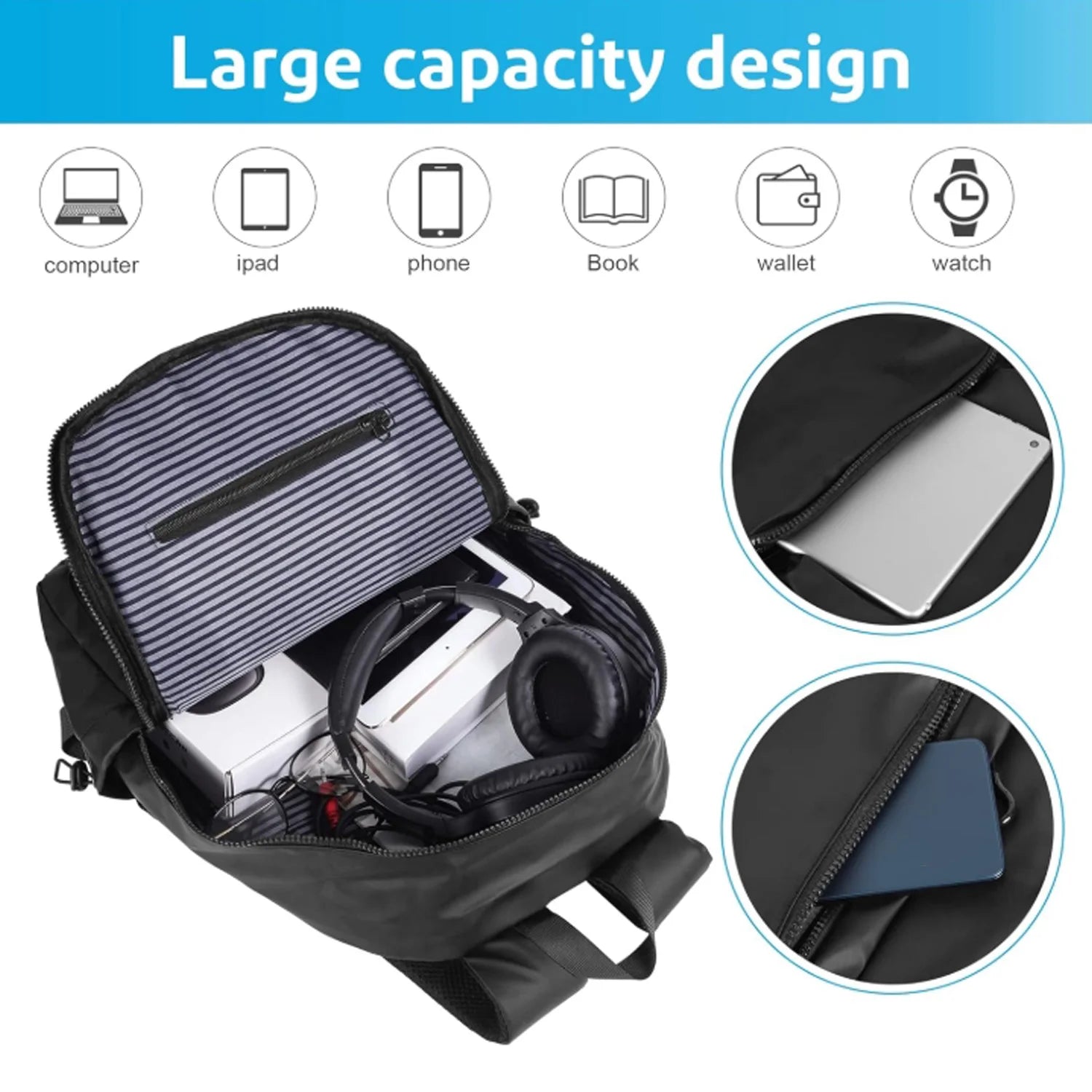 Mochila para ordenador de 14 pulgadas, mochila sencilla y duradera de gran capacidad para hombre, mochila de viaje ligera para hombre, mochila escolar para estudiantes