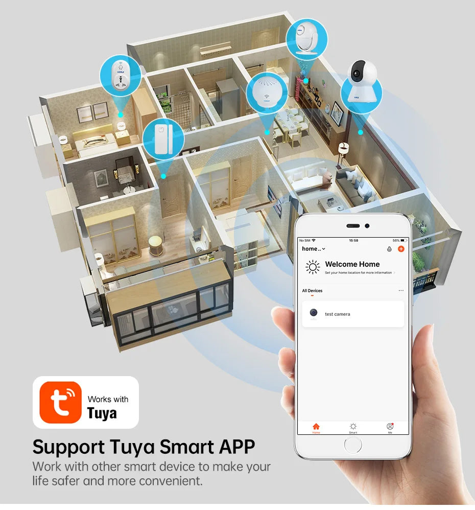 KERUI-minicámara IP inteligente Tuya de 5MP, videocámara inalámbrica para interiores, con WiFi, detección humana de IA, vigilancia CCTV, Monitor de bebé