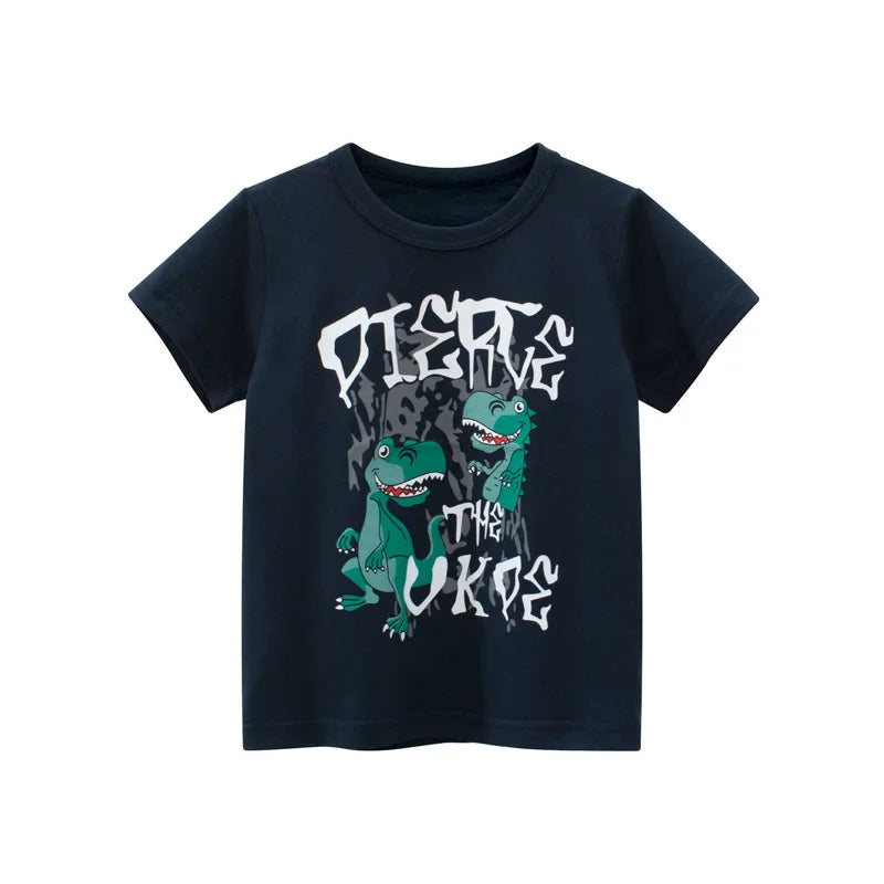 OLEKID-ropa de verano para niños, camisetas con estampado de dibujos animados para niños de 2 a 8 años, camisetas de manga corta para niños pequeños, 2025