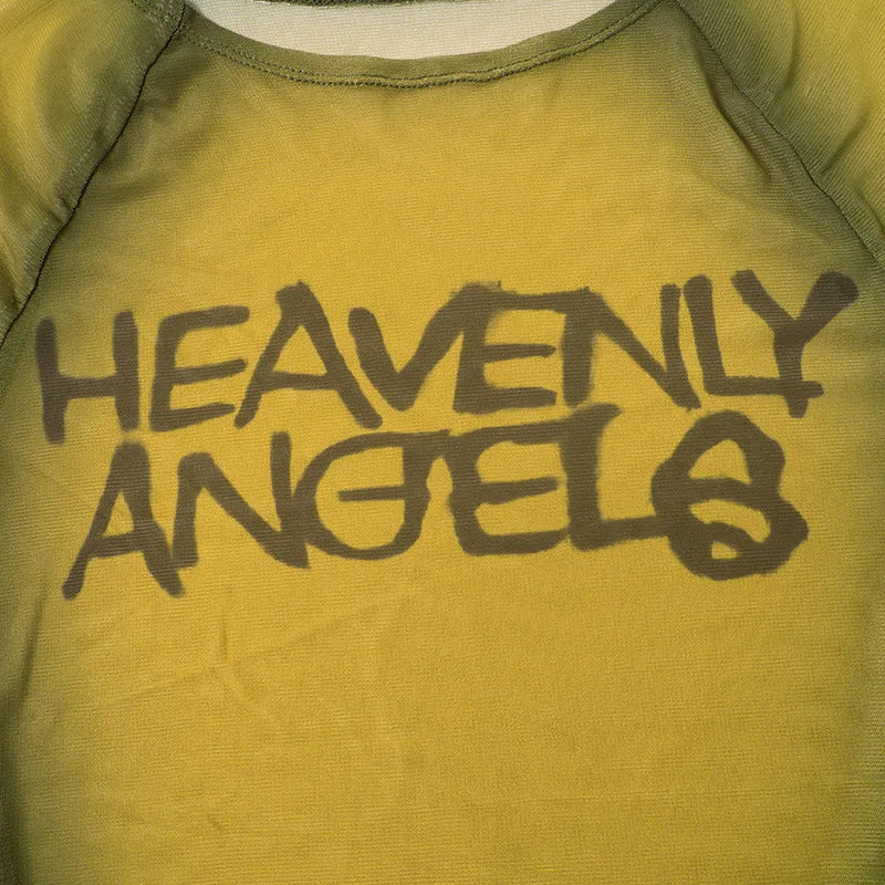 Top con estampado De letras Y2K, camisetas gráficas transparentes para Mujer, Ropa estética De manga corta, Ropa De Mujer ajustada, ropa De calle Sexy