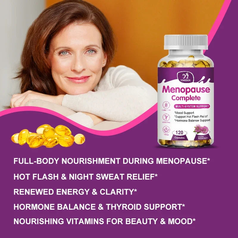 ¡Compre 1 y obtenga 1 gratis! Suplemento completo para menopausia, para alivio de flash en caliente, equilibrio hormonal y estado de ánimo, calma el molestias en las articulaciones, vegano