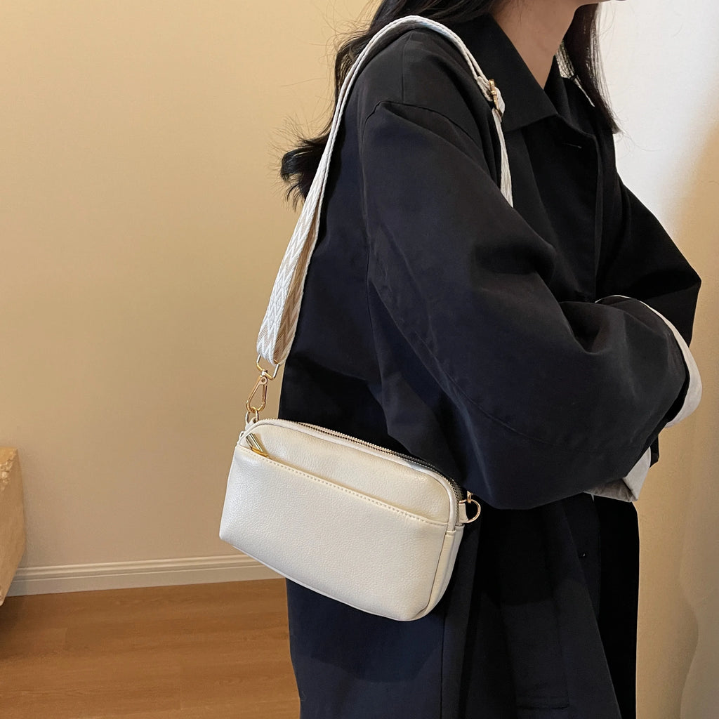 Bolso cruzado vegano elegante para mujer, bolso de hombro de PU minimalista y a la moda, compacto, espacioso, apto para teléfono