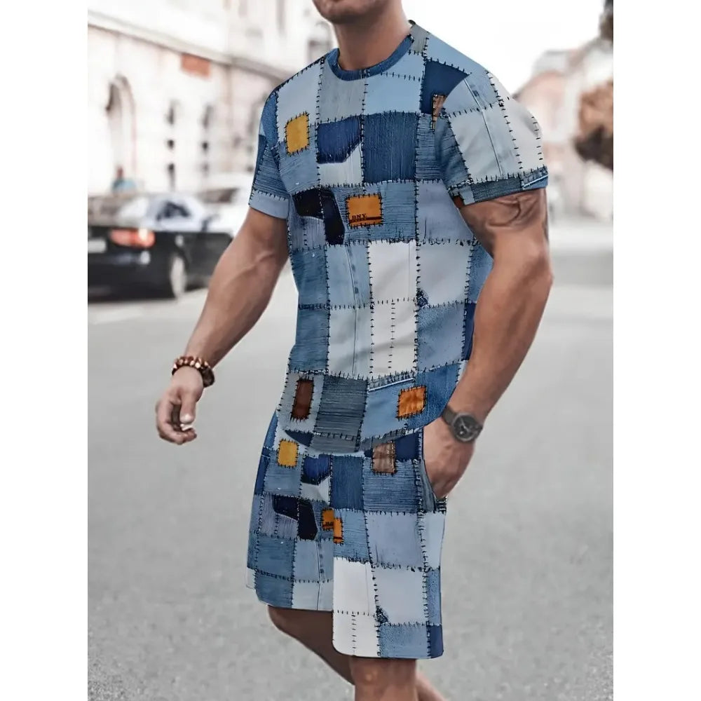 Ropa de verano 2025 para hombre, Top de manga corta con estampado de letras, pantalones cortos de cintura elástica para hombre,