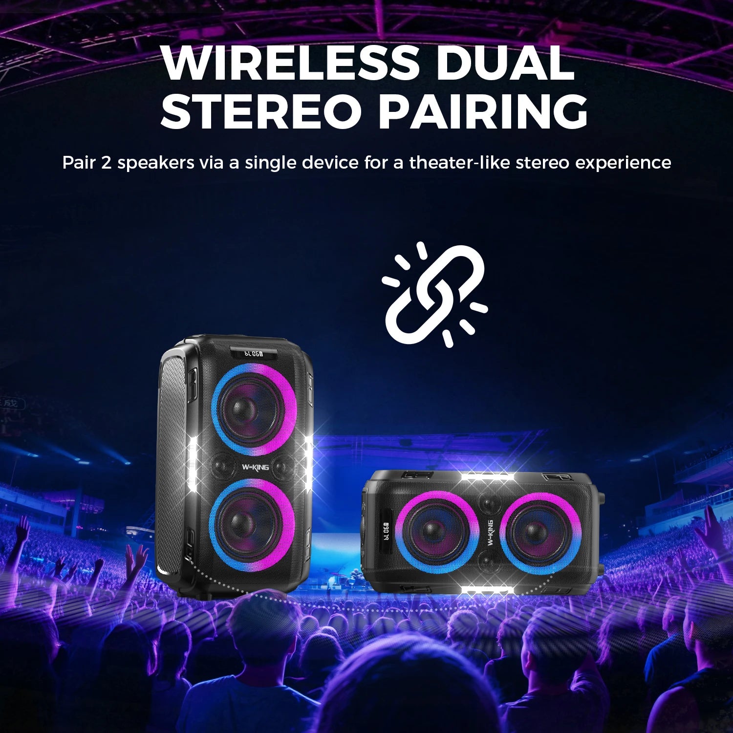 W-KING Altavoz Bluetooth grande PEAK de 250W, el más ruidoso/masif, 120dB/12 graves personalizados, altavoz portátil Boombox de fiesta grande V5.3 inalámbrico