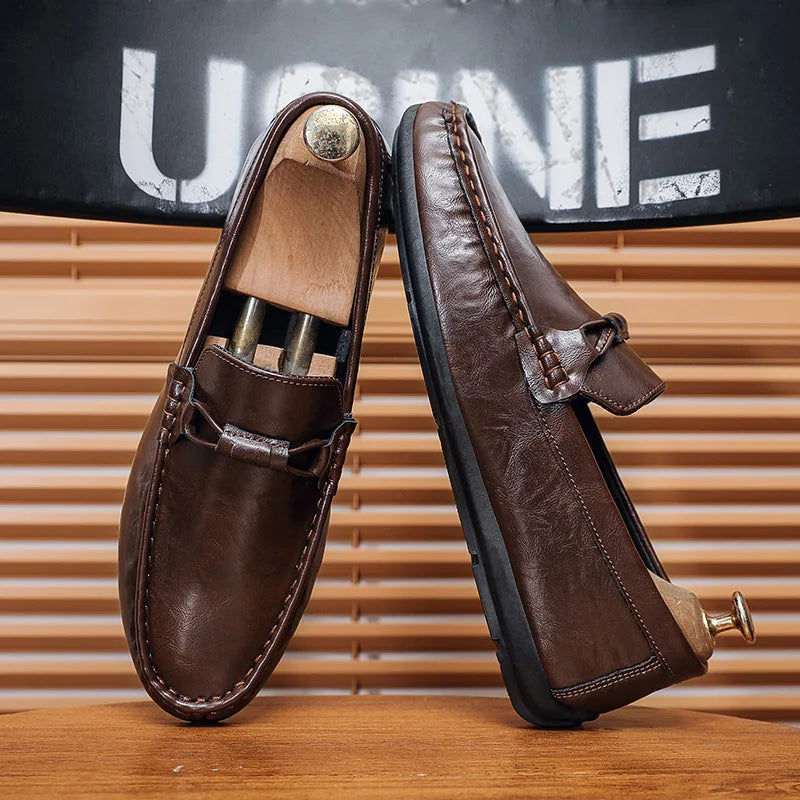 Mocasines de verano para hombre, zapatos de cuero de suela blanda para hombre, zapatos cómodos para conducir