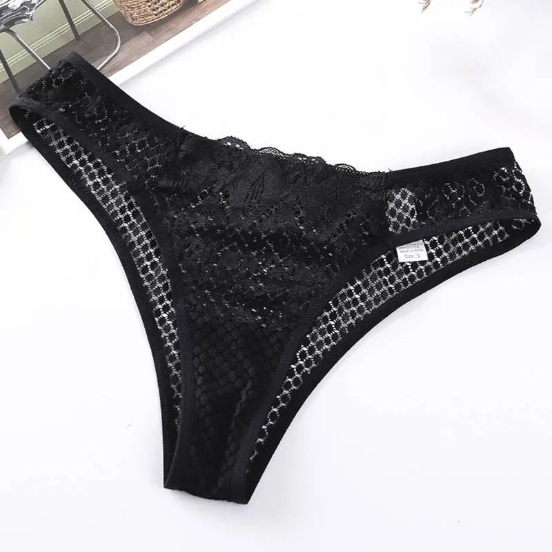 Bragas de encaje sexis de talla grande, lencería para mujer, bragas de encaje transparente transpanrent brillantes, talla grande brasileña femenina S M L XL de talla grande