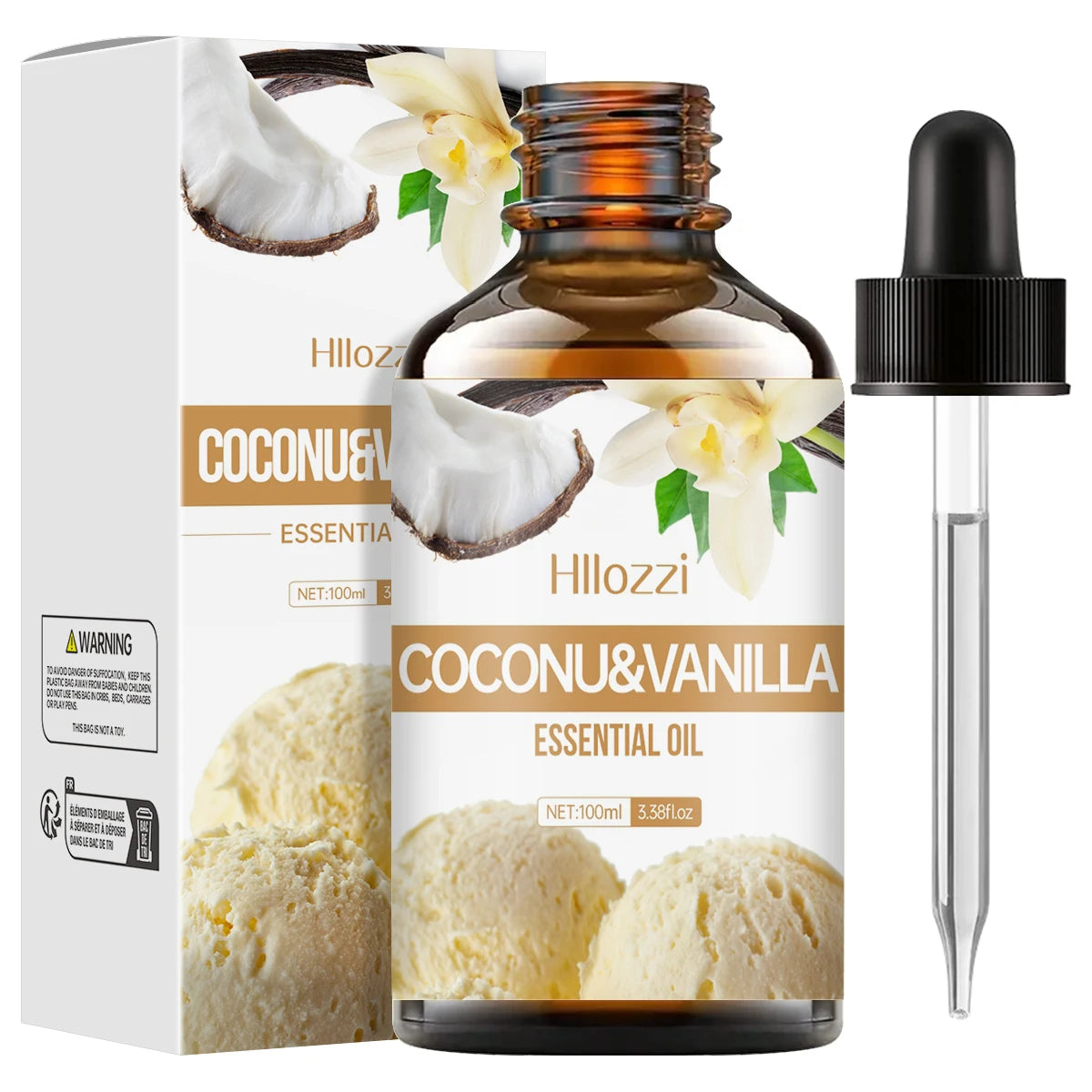 Los aceites esenciales de coco y vainilla se pueden utilizar para el masaje corporal, fabricación de velas y jabón de bricolaje, fragancia duradera, sin alcohol.