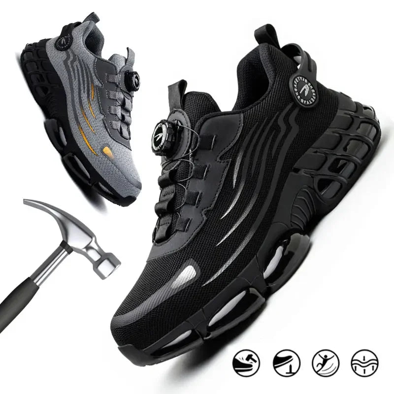Nuevos zapatos de seguridad para el trabajo, talla 36-48 para mujeres y hombres, zapatillas de deporte con punta de acero para hombres, botas antideslizantes ligeras y transpirables impermeables, trabajo para hombres