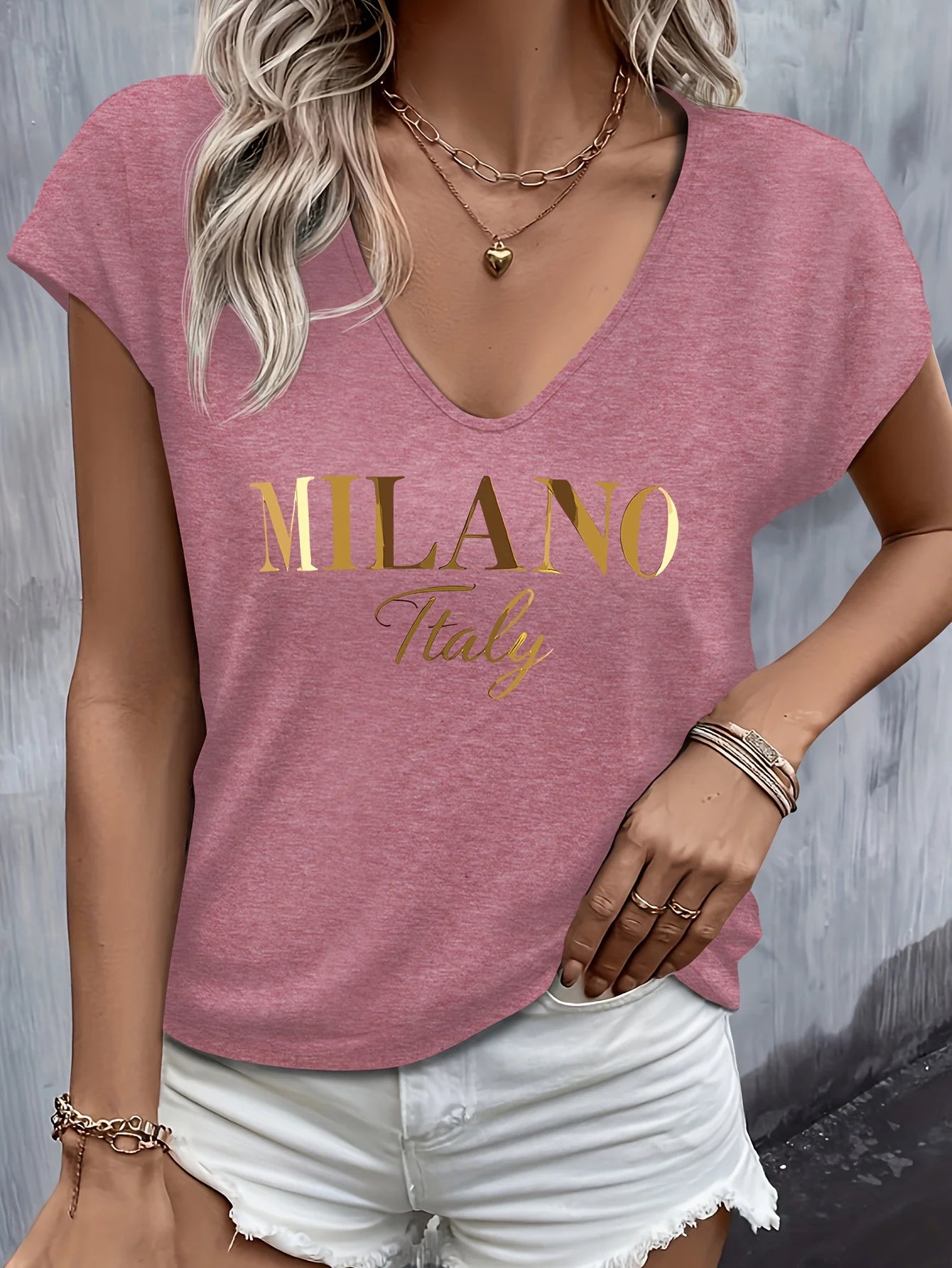 Camiseta holgada de Modal con cuello en V de manga corta para mujer, camiseta transpirable cómoda de manga corta de verano