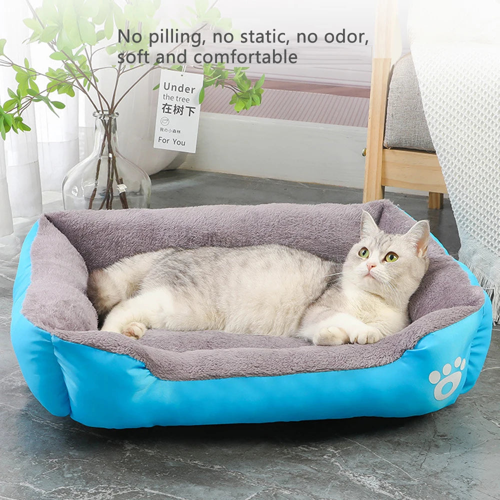 Sofá cuadrado suave para perros grandes, cojín elástico para casa de perros, cama mediana cálida para invierno, perrera lavable para gatos, accesorios para el hogar