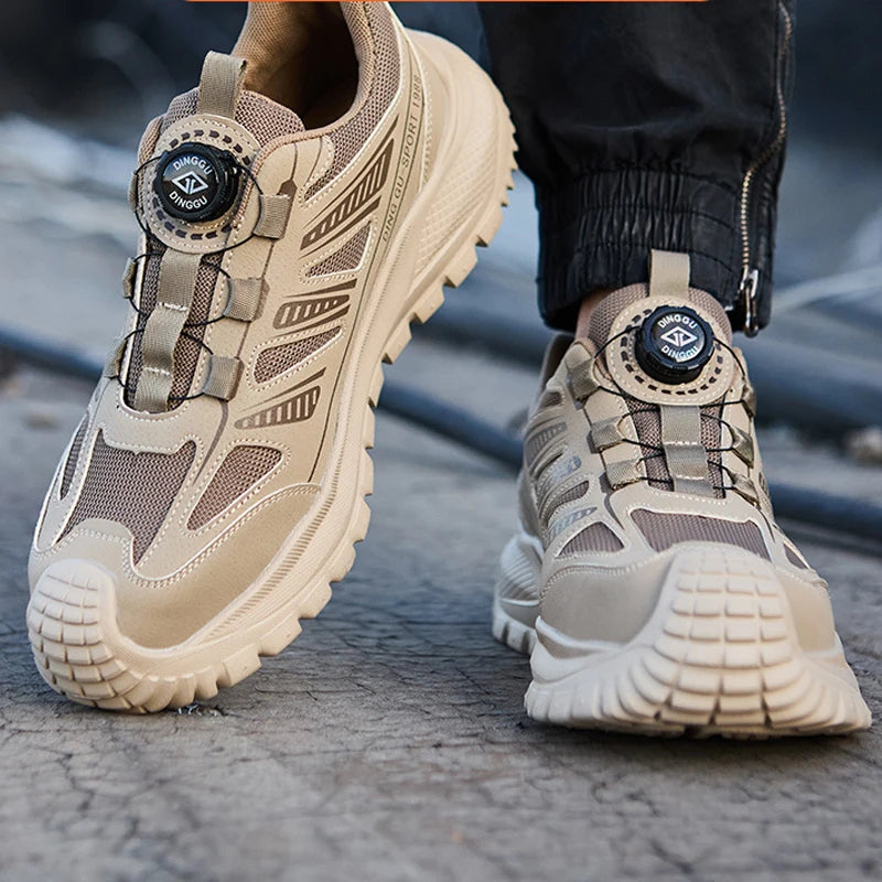 Zapatos de seguridad para el trabajo para mujeres y hombres, zapatillas de trabajo antipinchazos, zapatos indestructibles con botón giratorio, botas de trabajo antideslizantes