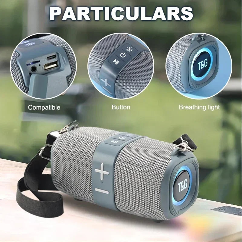 Altavoz Bluetooth inalámbrico portátil para exteriores TG667, altavoz doble, Subwoofer Bluetooth 5,3 con soporte RGB, tarjeta FM/TF/disco USB