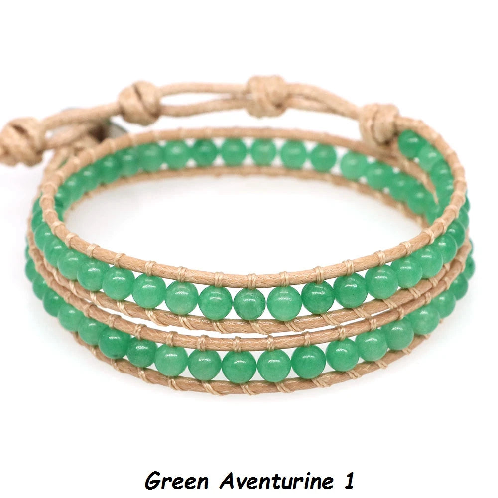 Pulsera de cuentas bohemias de piedra Natural, lapislázuli, 2 hebras, brazalete tejido de cuerda de cuero multicapa para mujeres y hombres, regalo de joyería