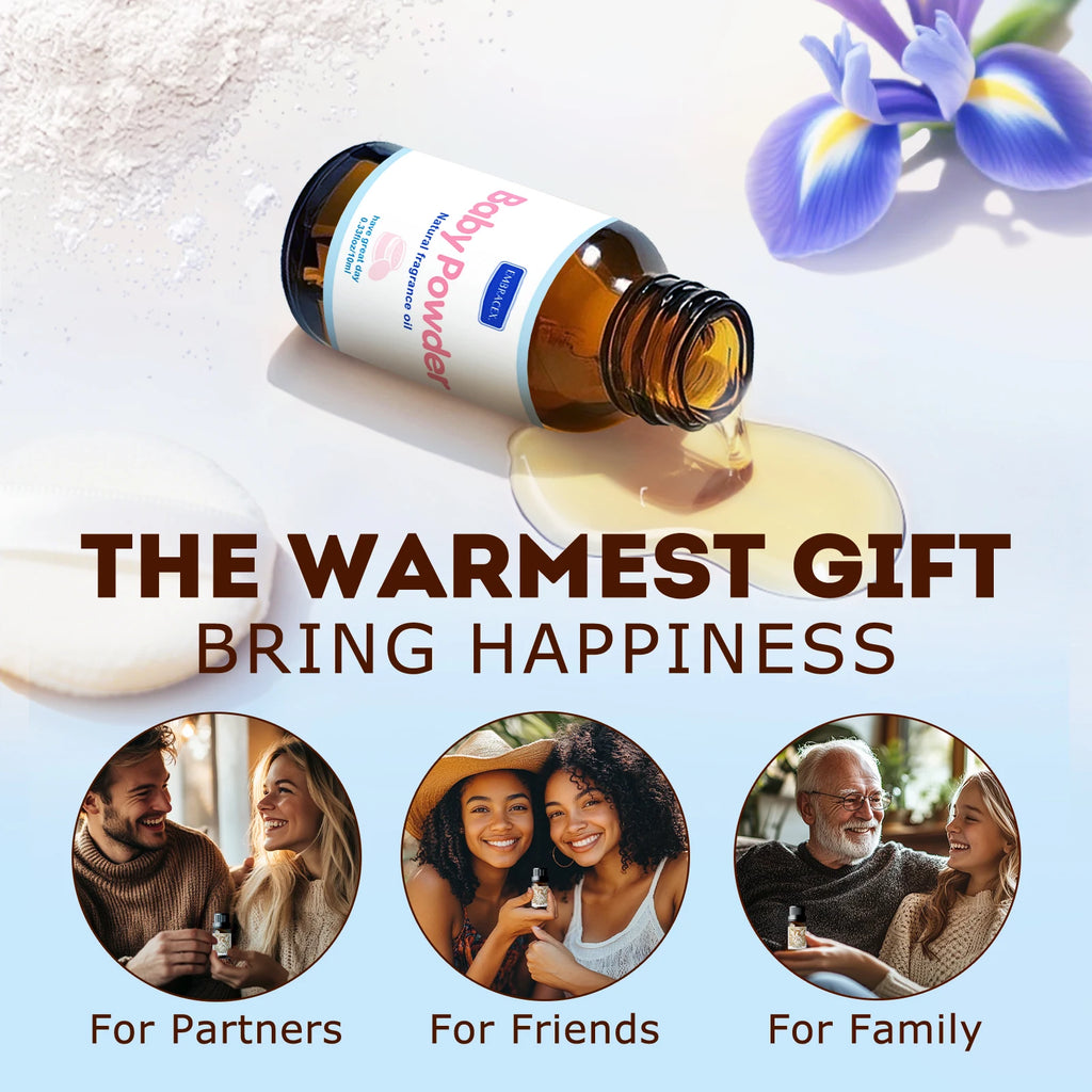 Aceite esencial en polvo para bebé, aceite aromático de larga duración, aceite de masaje para el cuidado corporal con aroma dulce cálido, regalo para amigos, 10ml