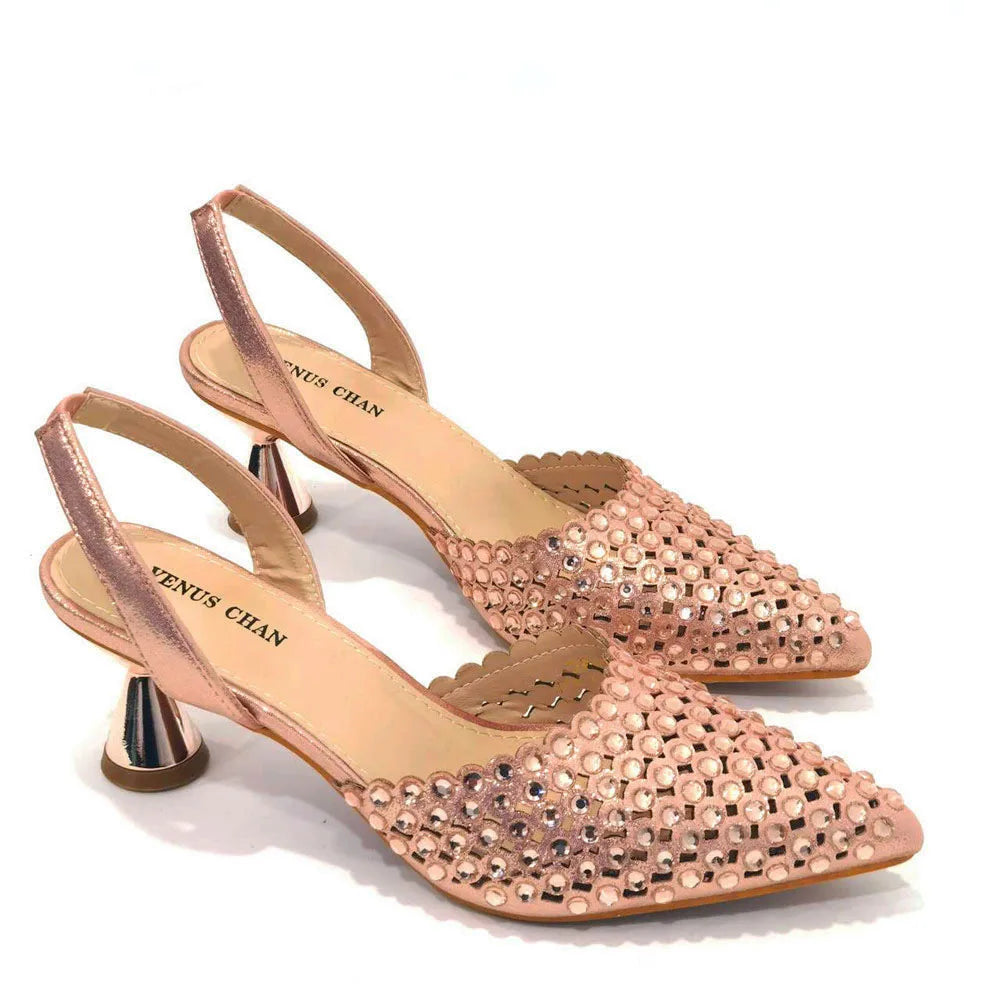 Sandalias con fondo de Muffin decoradas con cuentas para mujer, zapatos y bolso cómodos y versátiles, elegantes, a la moda, verano, 2023