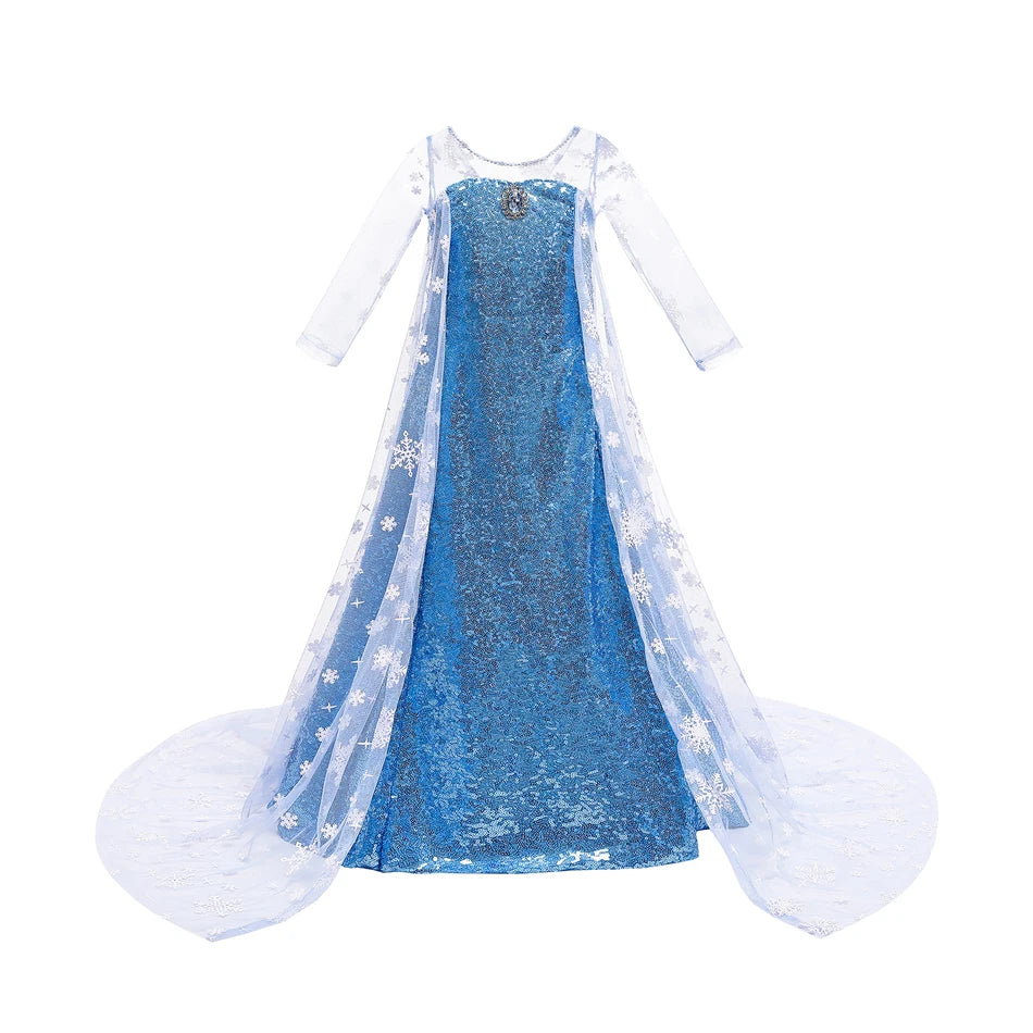 Vestido de Elsa para niñas, disfraz de Reina de la nieve, vestido de princesa para niños, Cosplay, fiesta de cumpleaños, ropa para niños, trajes de Carnaval y Pascua