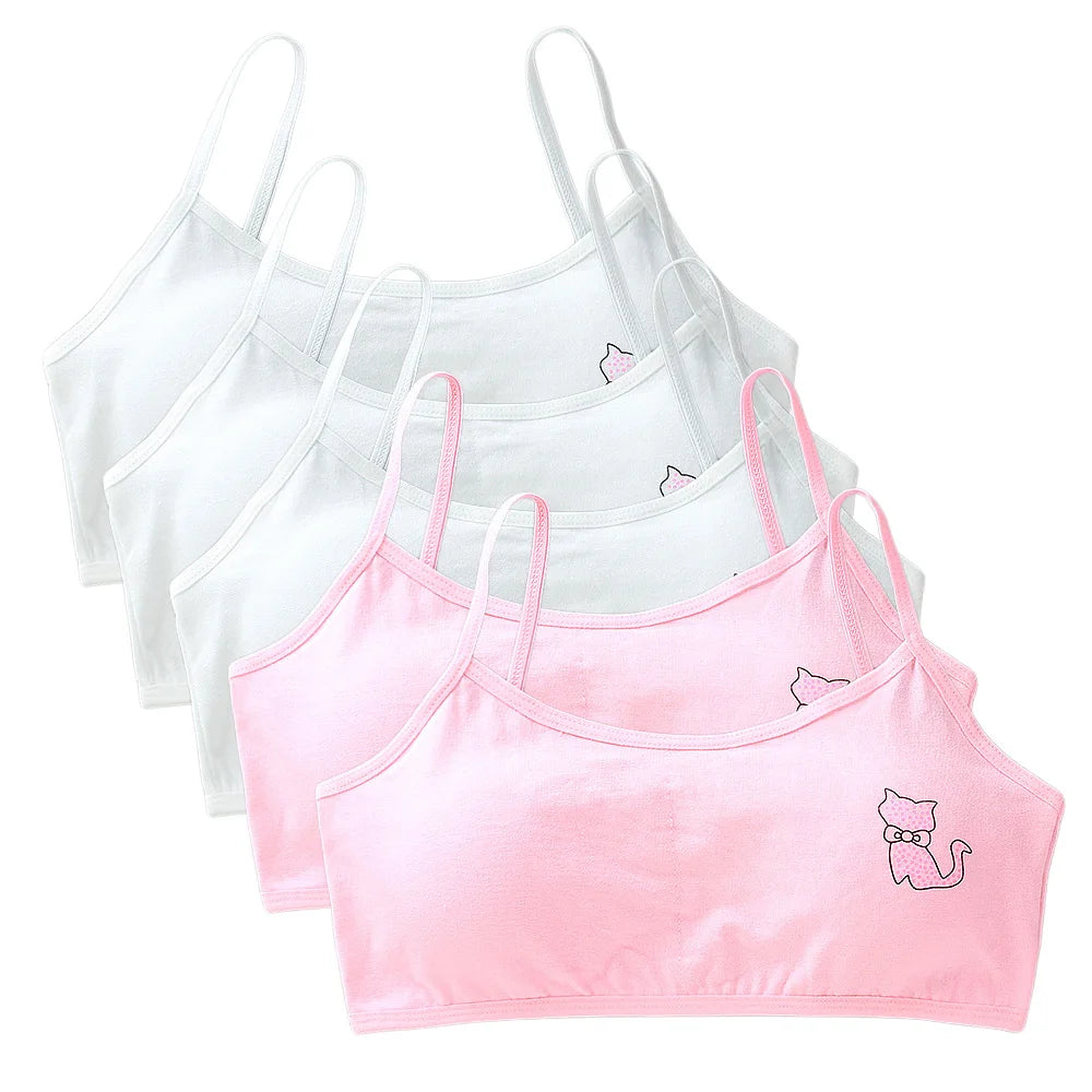 5 unids/lote Teeange niñas pequeñas sujetadores de entrenamiento Purbery School Girl Sujetador deportivo niños almohadilla para el pecho desmontable ropa interior niños Tops de tubo