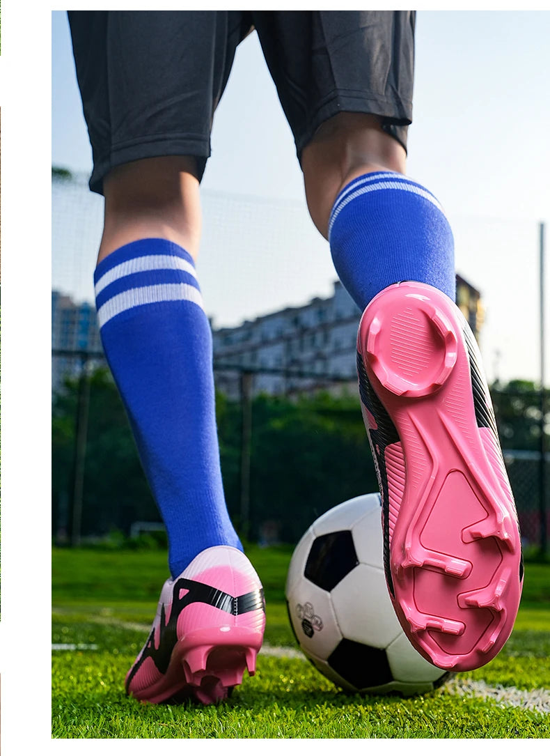 Botas de Fútbol Profesionales FG/TF para Hombre, Tacos Largos para Césped, Transpirables, Ligeras y Cómodas para Entrenamiento