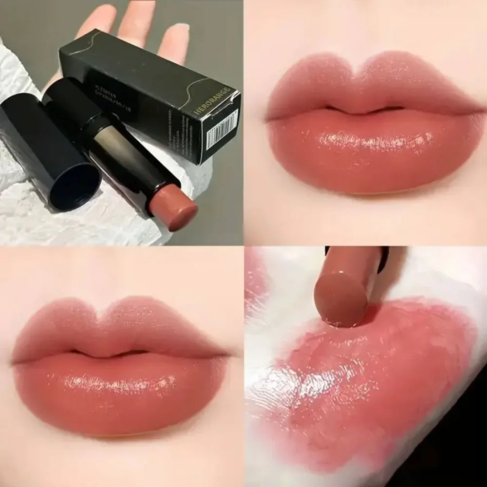 Lápiz labial de espejo brillante: sombra roja y marrón, hidratante, resistente al agua, duradero, unisex, perfecto para maquillaje de vacaciones y fiestas