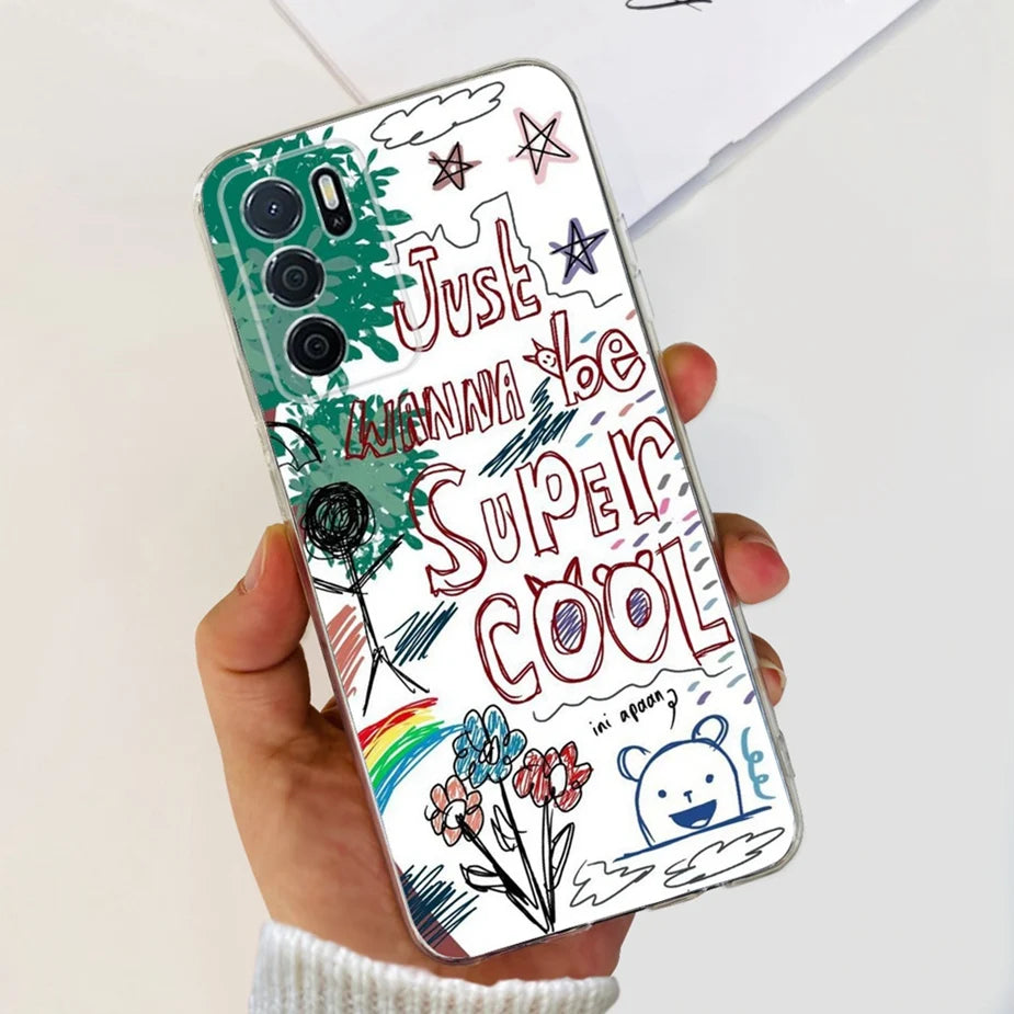 Para Oppo A16 A16s funda elegante pintada contraportada suave funda de teléfono delgada para Oppo A16s OppoA16 s CPH2269 Coque Fundas carcasa de parachoques