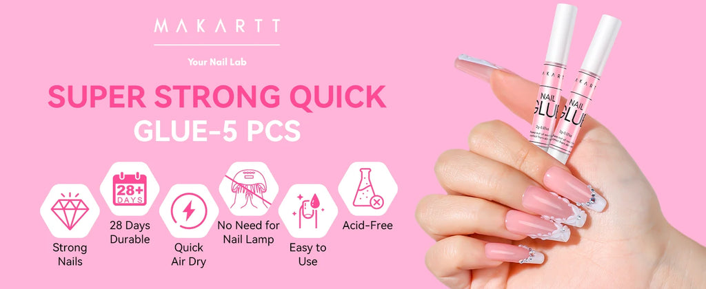 Pegamento para Uñas Makartt Super Fuerte para Uñas Acrílicas, Uñas Postizas, Adhesivo Profesional para Puntas de Uñas, Pegamento para Uñas Adhesivas
