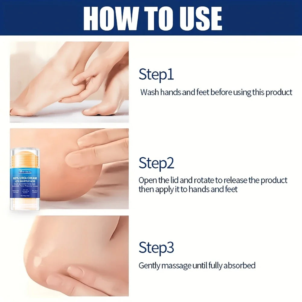 SUYARUN Crema para el cuidado de los pies con urea al 60% - Reparación intensiva del talón agrietado, eliminador de callos para pies secos - Absorción rápida de la piel del pie.