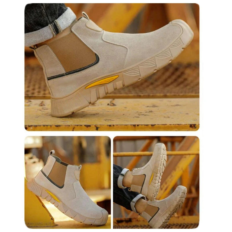 Zapatos de seguridad con punta de acero para hombres y mujeres, zapatos de trabajo antideslizantes, zapatillas de deporte, zapatos de trabajo protectores para exteriores, botas de seguridad para exteriores para hombres
