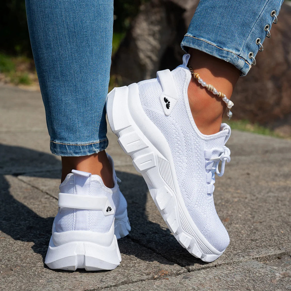 Zapatos de punto para mujer, zapatos ligeros y transpirables para mamá, talla grande, cómodos, antideslizantes, informales, suela plana, sin cordones, primavera 2025