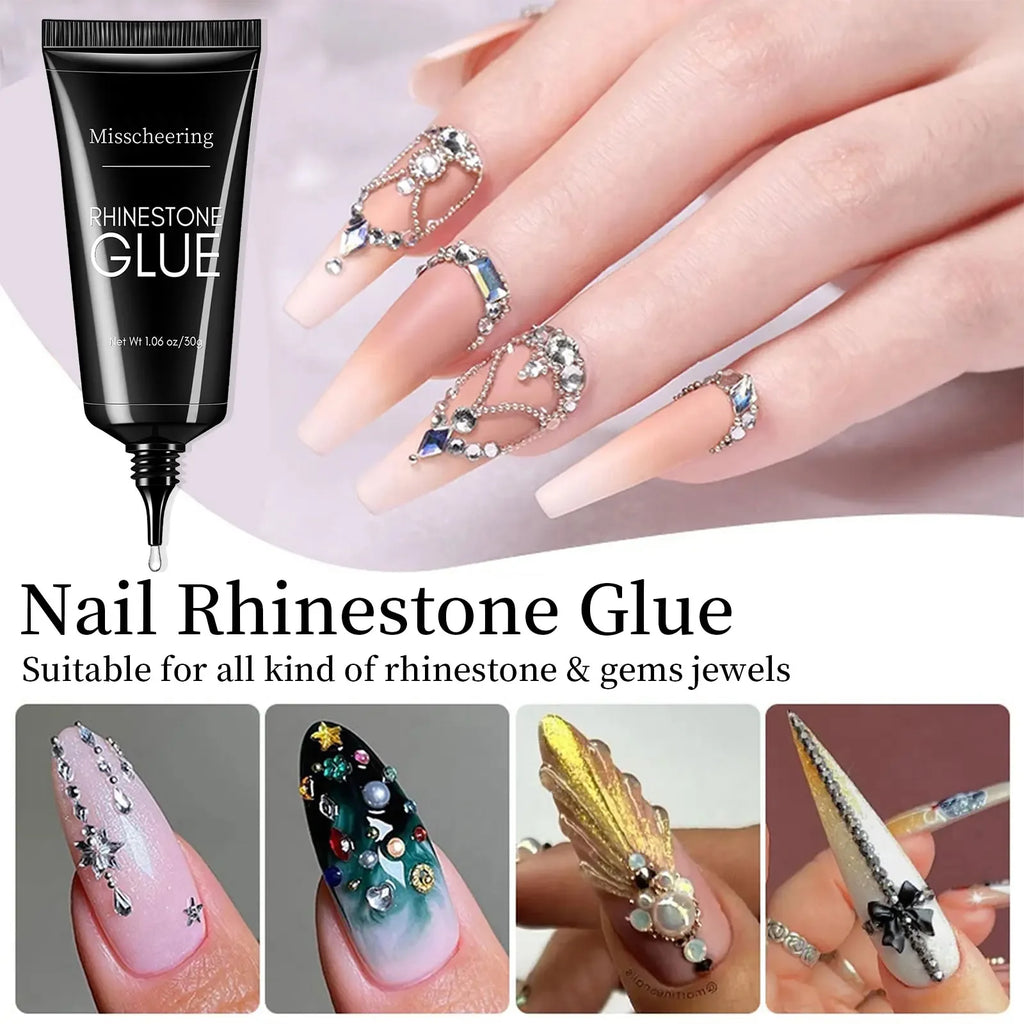 Pegamento de diamantes de imitación para uñas, Gel superfuerte para uñas, decoración de uñas 3D, Gema brillante, diamantes de Arte de uñas, 30g