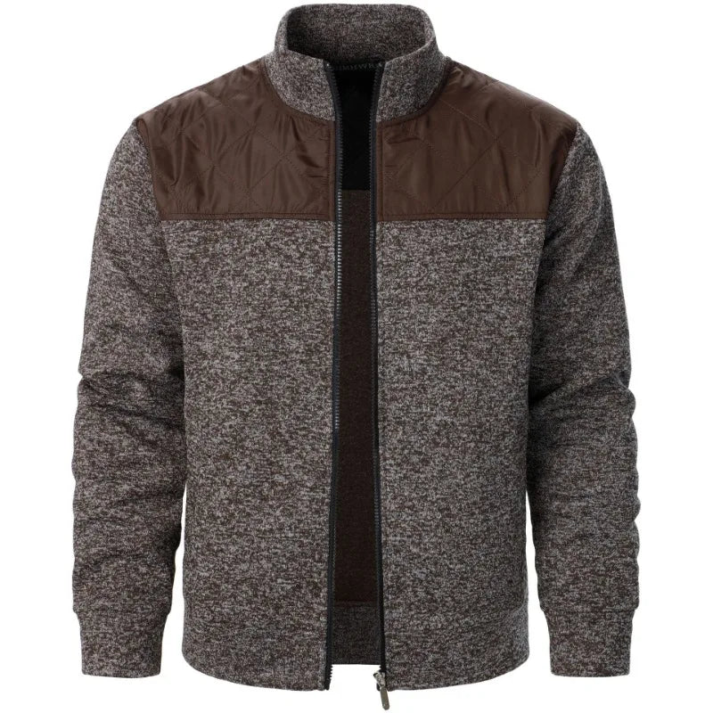 Sudaderas de retales para hombre, chaqueta con cuello levantado, cárdigan ajustado, ropa de calle, ropa deportiva, abrigo informal con cremallera, chándal para exteriores para hombre