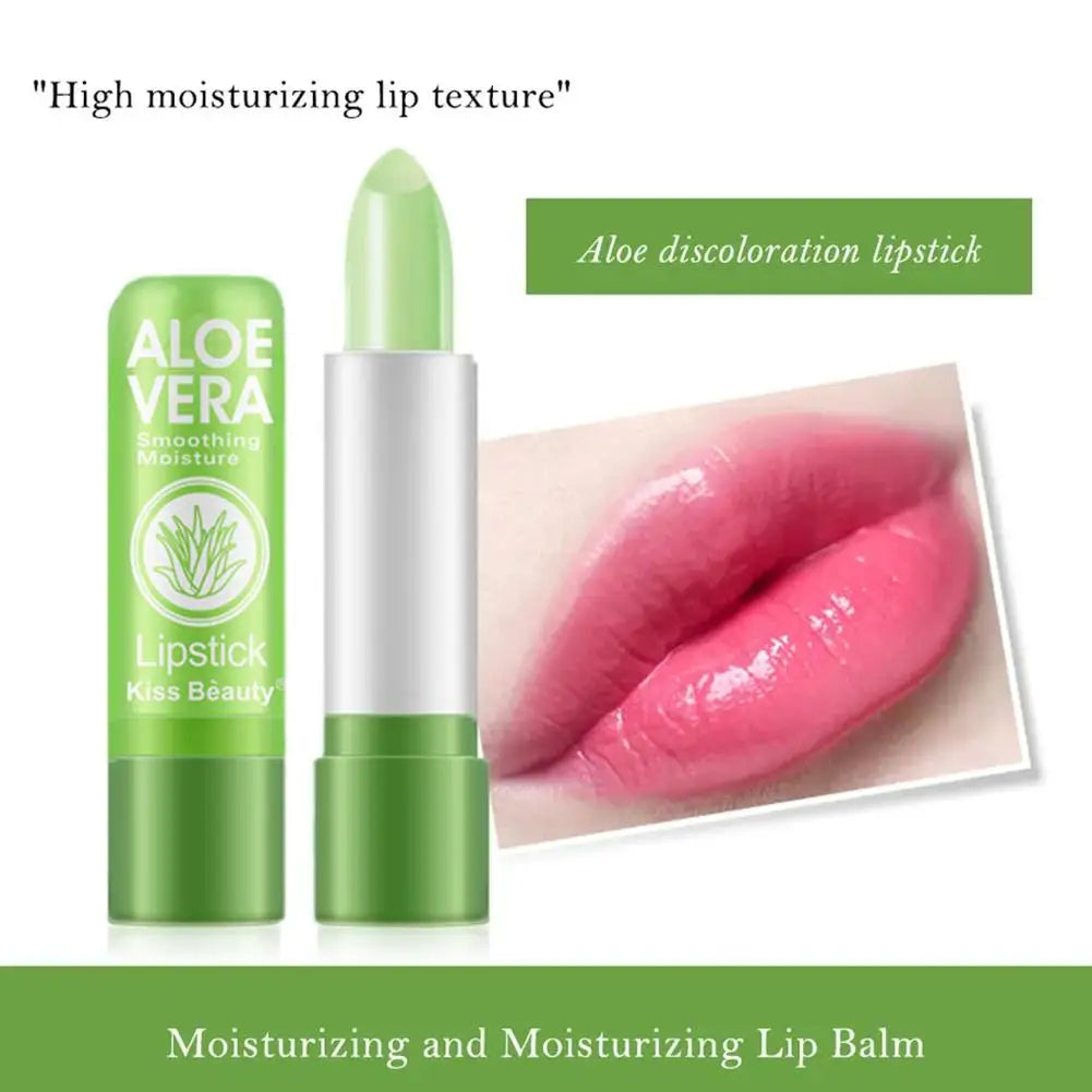 Lápiz labial de Aloe Vera que cambia de Color, bálsamo labial hidratante de larga duración, activado por temperatura, cuidado de labios nutritivo resistente a la decoloración