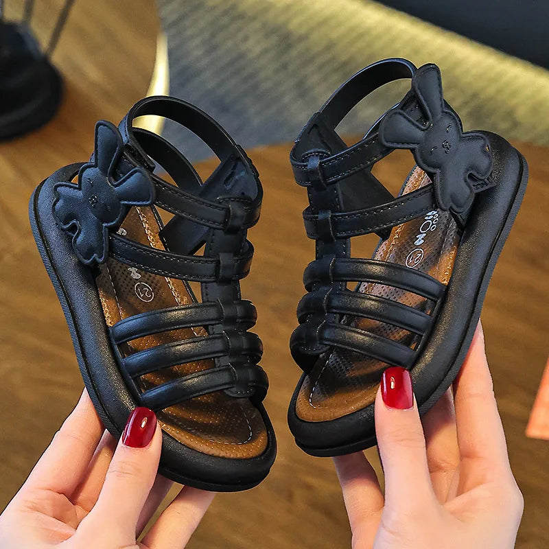 Sandalias de verano para niñas de 1 a 10 años, zapatos bonitos y versátiles de princesa a la moda para estudiantes, Sandalias planas, calzado informal
