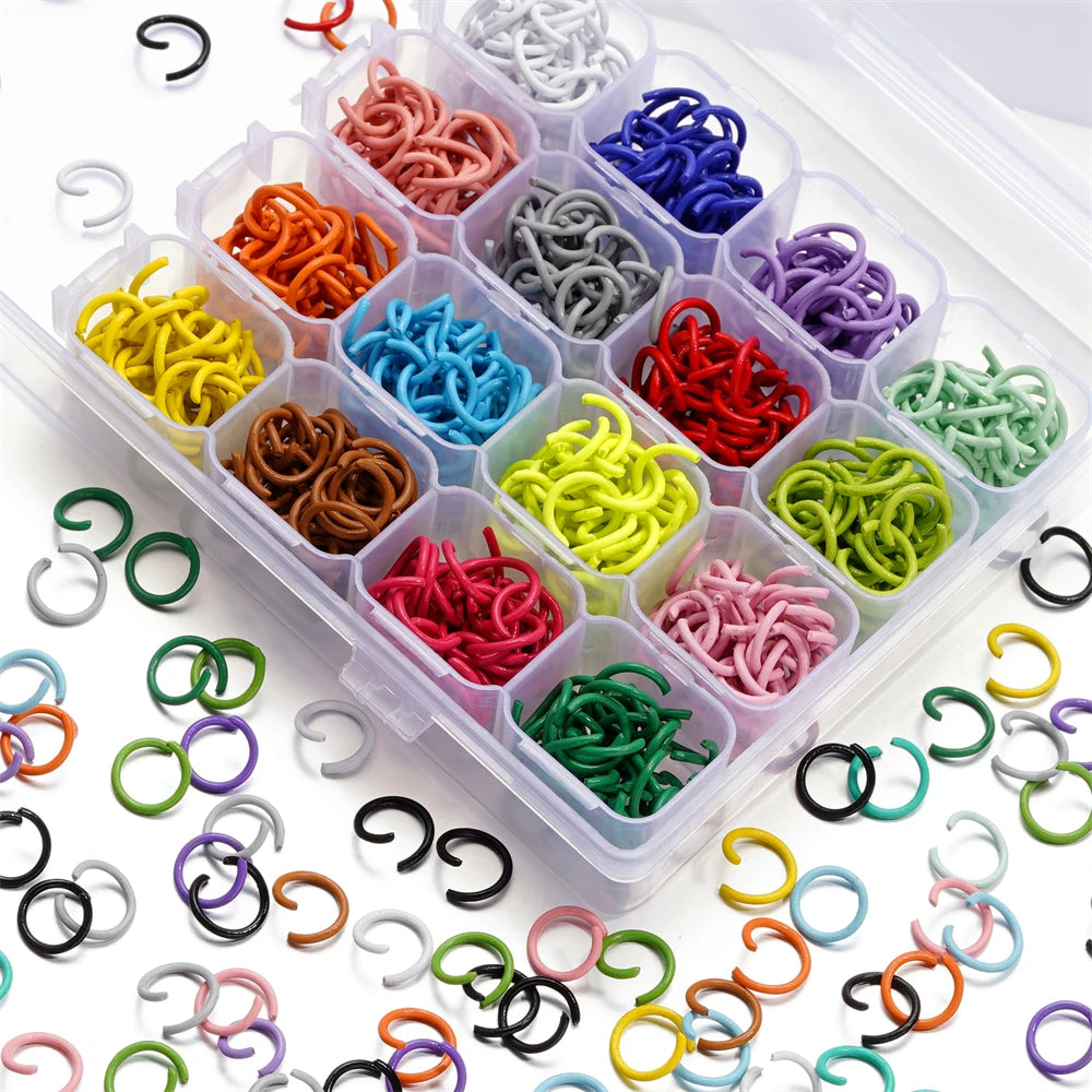 100 unids/lote 1,2x10mm anillos abiertos coloridos conector de anillo de salto dividido para hacer joyería Diy accesorios suministros