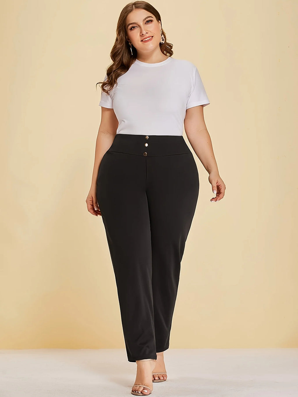 Otoño e Invierno nuevas mujeres de talla grande tejido de punto modelos casuales diseño de hendidura pantalones rectos