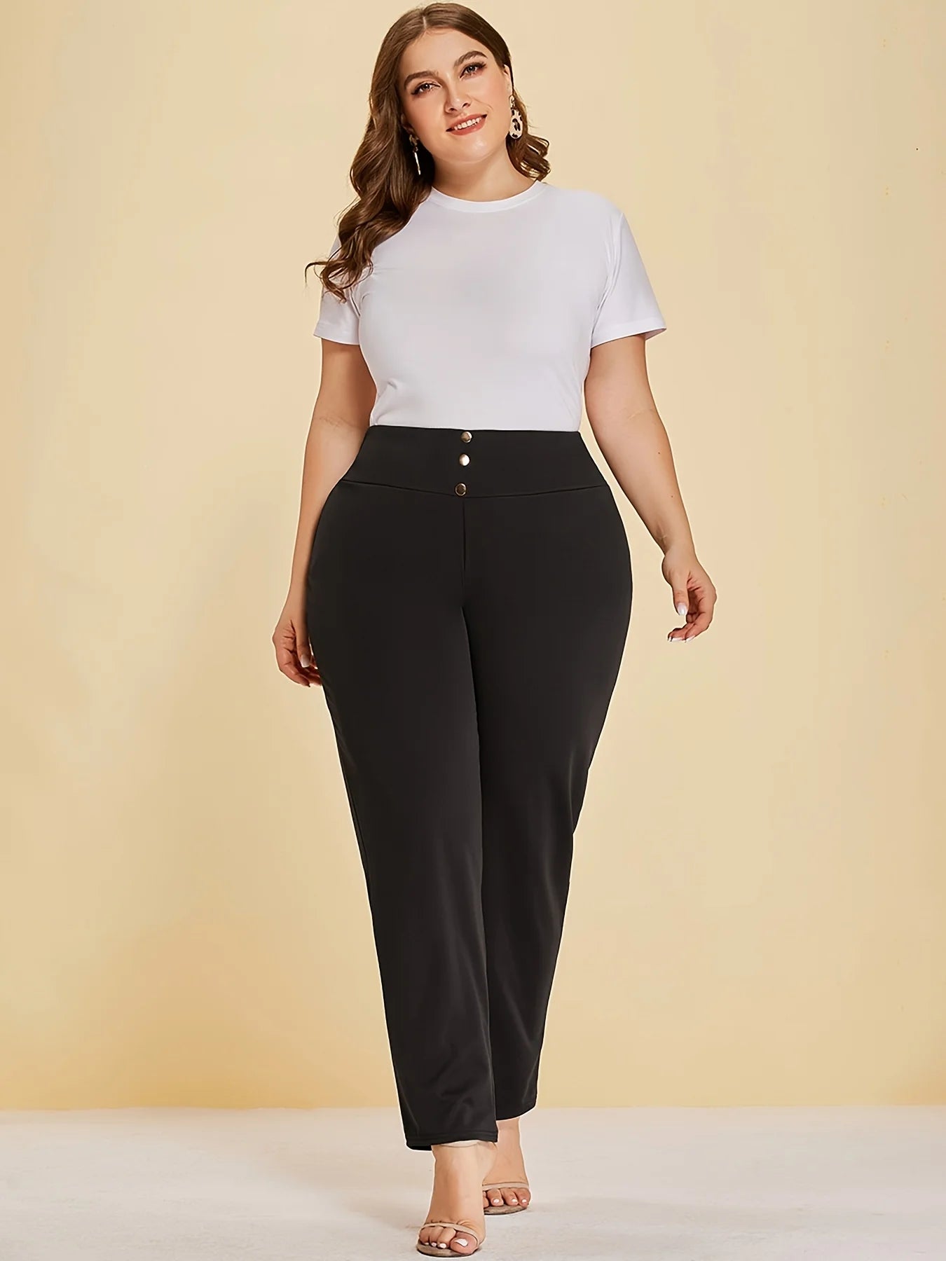 Otoño e Invierno nuevas mujeres de talla grande tejido de punto modelos casuales diseño de hendidura pantalones rectos