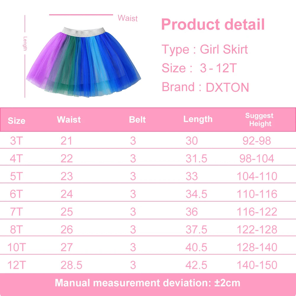 DXTON, falda tutú de baile para niñas, gasa colorida, empalme, Ropa de baile para niños, petiskirt de tul, minifalda para niños pequeños, ropa