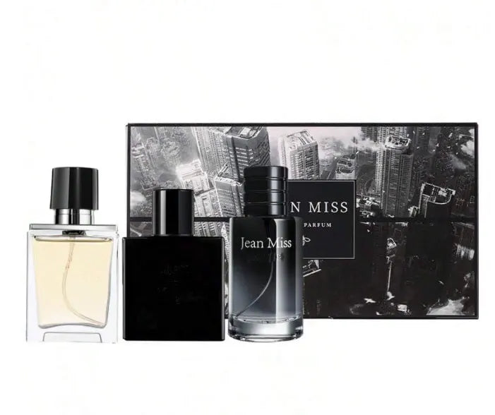 Juego de 3 piezas, caja de regalo en spray eau de Toilette para hombre, fragancia duradera, 3 sabores diferentes, perfecta para regalos navideños, fechas, víspera