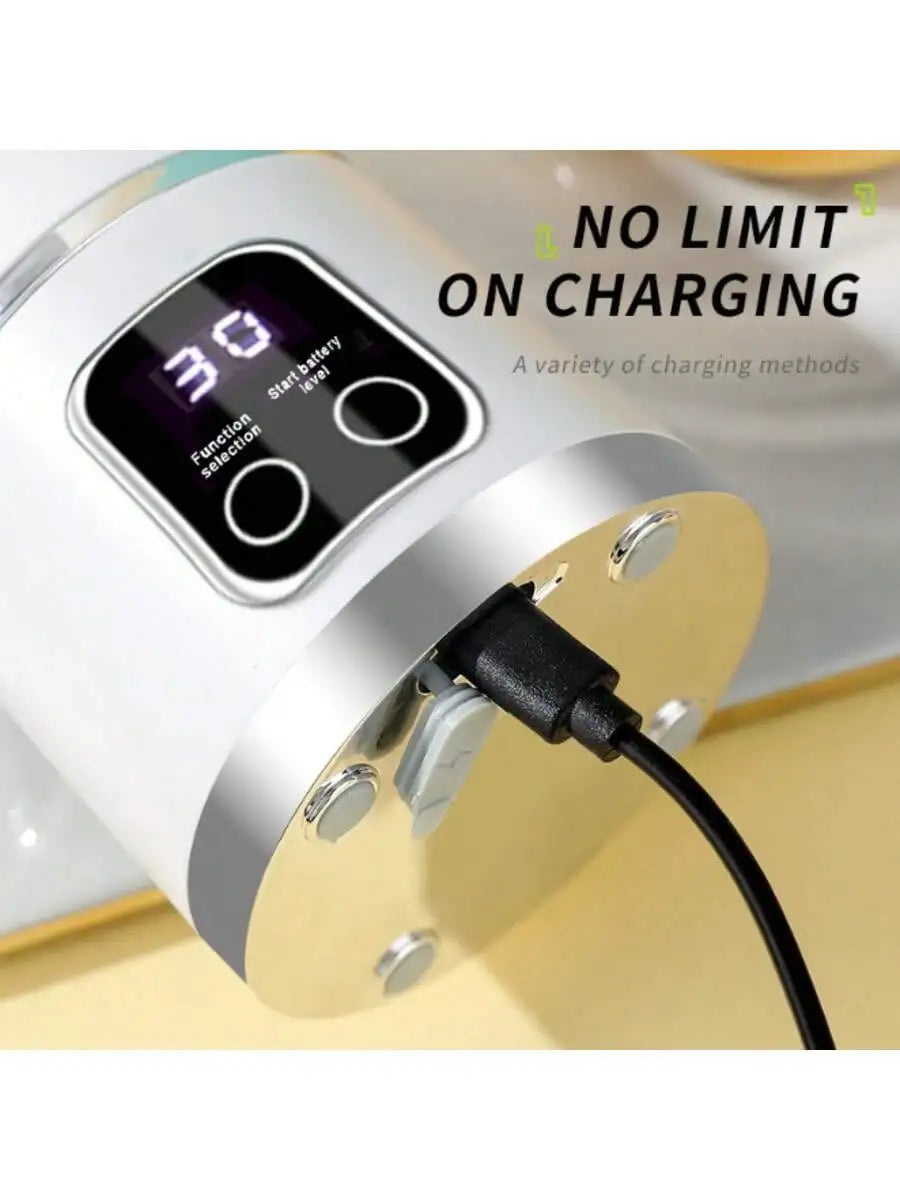 Exprimidor portátil con carga USB de 12 cuchillas, mini licuadora personal de 500 ml, máquina eléctrica para hacer batidos, mezclador compacto recargable para batidos, bebidas de frutas y verduras, uso en viajes, hogar, of