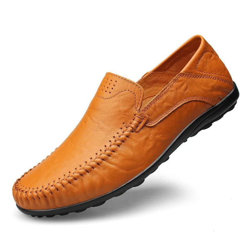 Zapatos de hombre de cuero genuino, mocasines formales informales de marca de lujo para hombre, mocasines italianos transpirables sin cordones, zapatos náuticos de talla grande