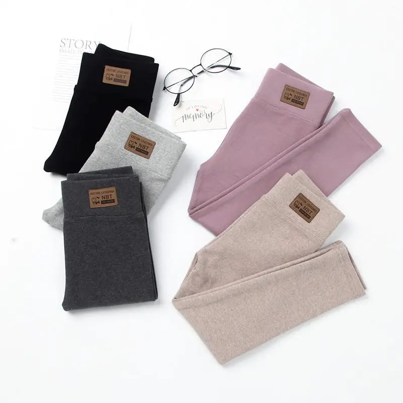 Mallas elásticas ajustadas para niña, pantalones de algodón, color negro y gris, otoño y primavera