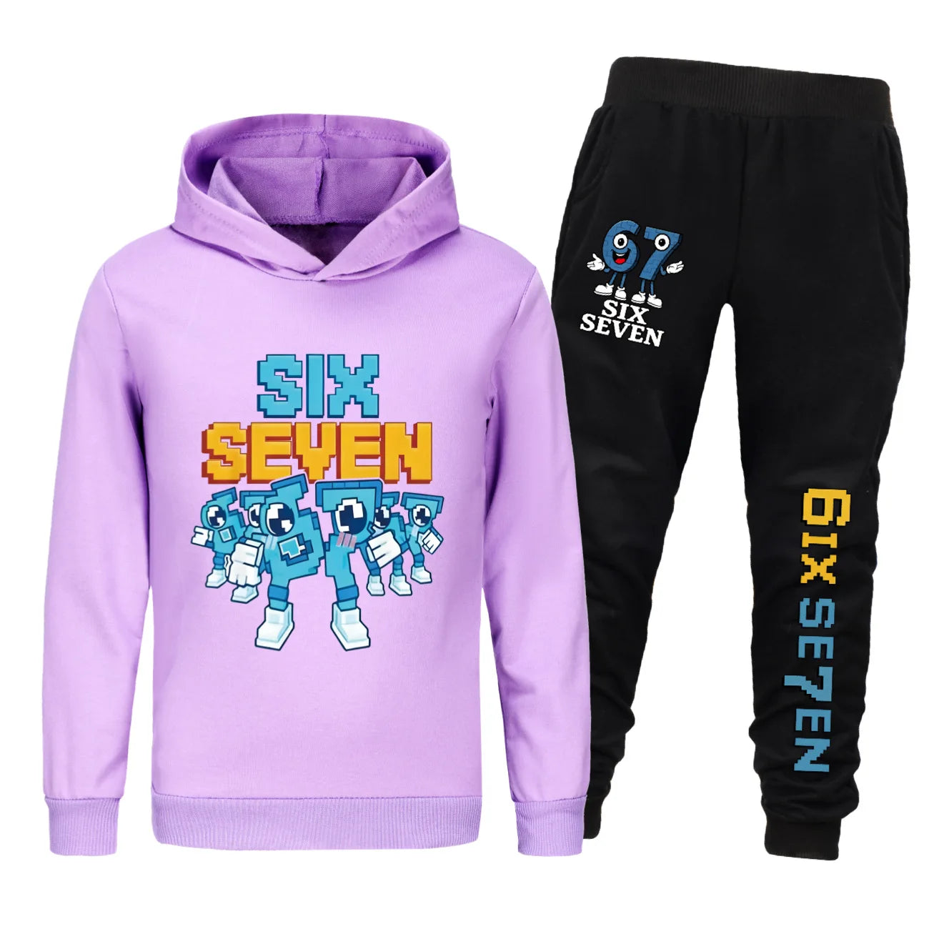 Conjunto de ropa para niños de seis siete dibujos animados rouba un Brainrot niños niñas Sudadera con capucha + Pantalones 2 uds conjunto de chándal para niños pequeños trajes para niños