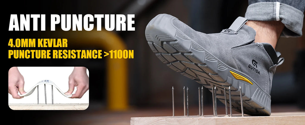 Zapatos de seguridad con punta de acero para hombres y mujeres, zapatos de trabajo antideslizantes, zapatillas de deporte, zapatos de trabajo protectores para exteriores, botas de seguridad para exteriores para hombres