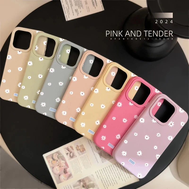Funda de teléfono con flor pequeña y Margarita de estilo lindo para iPhone 11 12 13 14 15 16 17 Pro Max 16 Plus, funda de silicona suave con parachoques a prueba de golpes