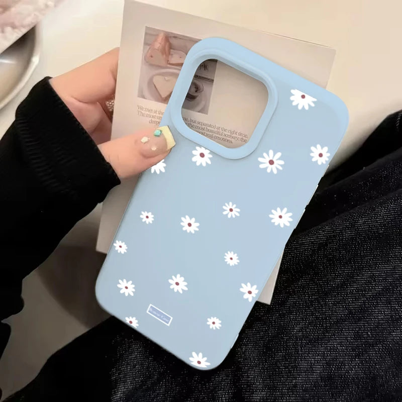 Funda de teléfono con flor pequeña y Margarita de estilo lindo para iPhone 11 12 13 14 15 16 17 Pro Max 16 Plus, funda de silicona suave con parachoques a prueba de golpes