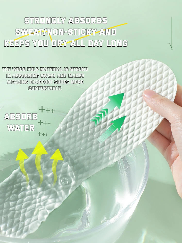 Nuevo 1/5/10 par/juegos plantillas desechables plantillas de pulpa de madera natural hombres y mujeres fino transpirable sudor suave cómodo almohadilla de zapato