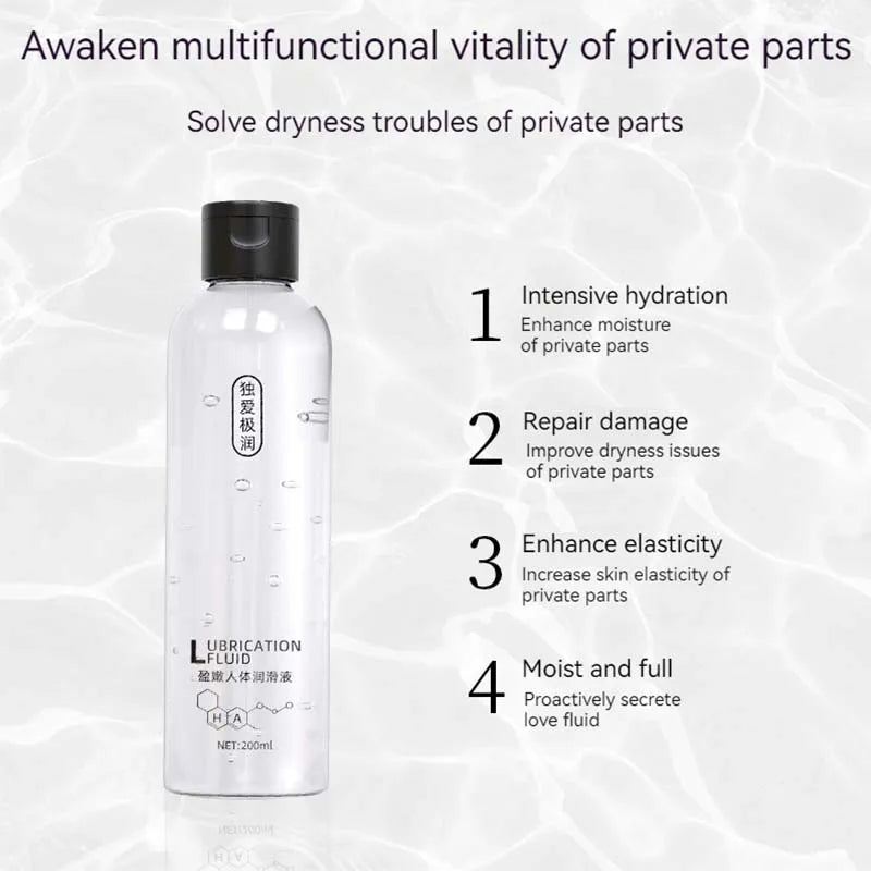 Lubricante íntimo a base de agua 60ML/200ML/500ML Hipoalergénico de secado rápido, no grasoso, fácil de limpiar para hombres y mujeres