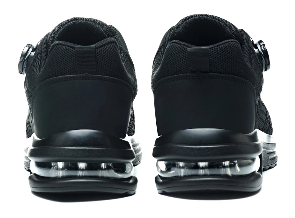 Nuevos zapatos de seguridad con hebilla giratoria para hombre, botas de trabajo ligeras antiimpacto y antiperforación, diseño deportivo de moda para exteriores profesionales