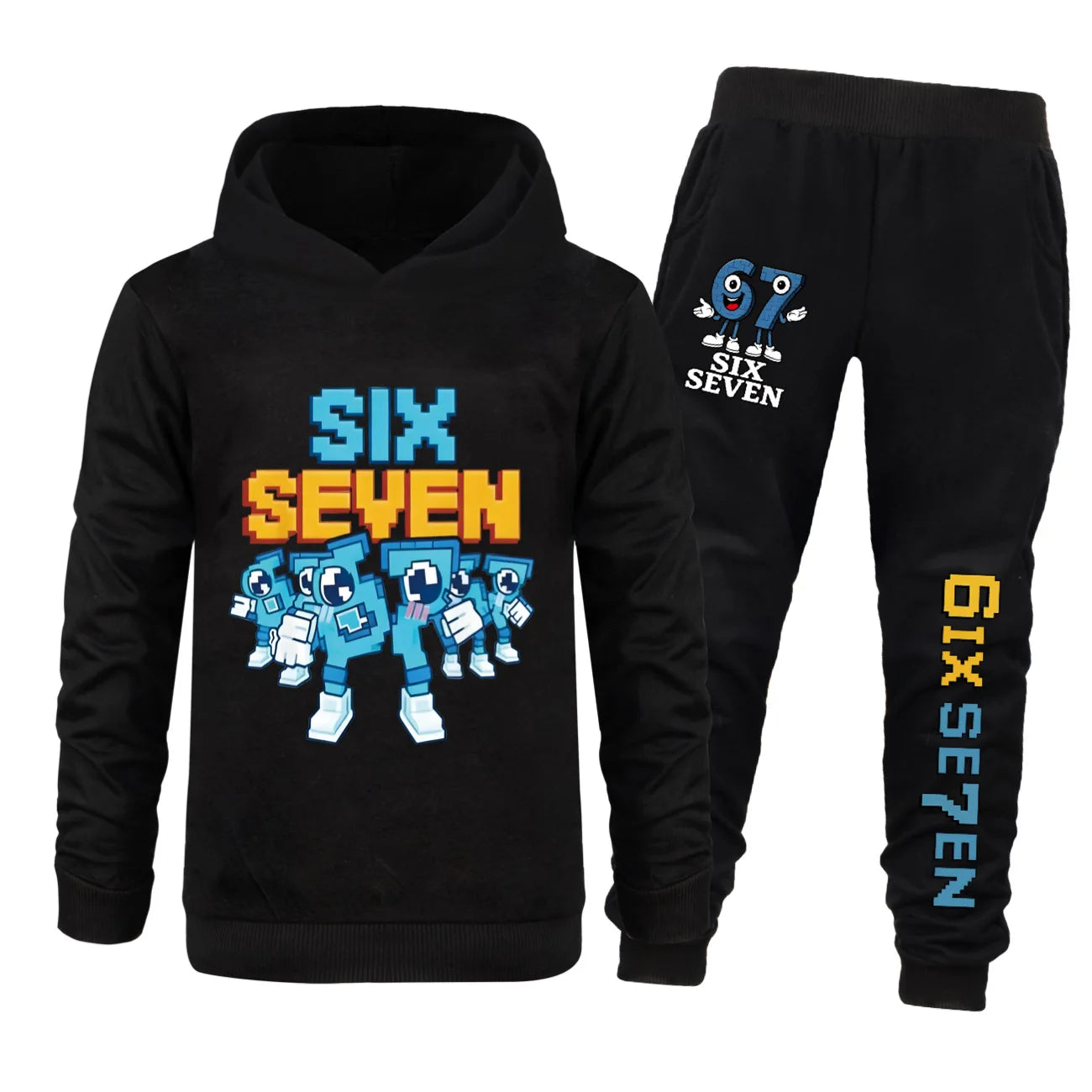 Conjunto de ropa para niños de seis siete dibujos animados rouba un Brainrot niños niñas Sudadera con capucha + Pantalones 2 uds conjunto de chándal para niños pequeños trajes para niños